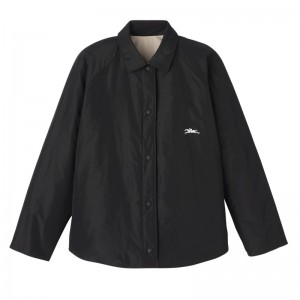 Black/Mahogany Longchamp Padded blouson - Technical taffeta Women Coats & Jackets | 631942DMR