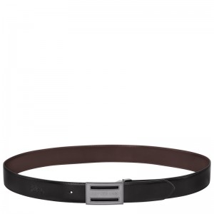 Black/Mocha Longchamp Delta Box - Leather Men Belts | 954608SKJ