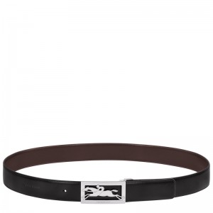 Black/Mocha Longchamp Delta Box - Leather Men Belts | 620478ARG