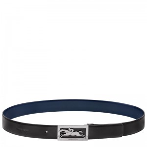 Black/Navy Longchamp Delta Box - Leather Men Belts | 496018ZSA