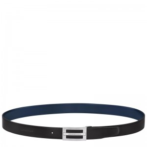 Black/Navy Longchamp Delta Box - Leather Men Belts | 413028QOL