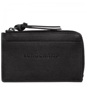 Black Longchamp 3D Card holder - Leather Women Cardholders & Coin purses | 814235RVA