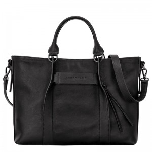 Black Longchamp 3D L - Leather Women Handbags | 956314TDO