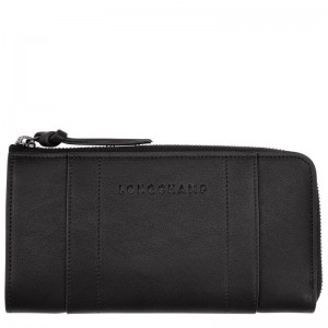 Black Longchamp 3D Zip around - Leather Women Wallets | 295843JFZ