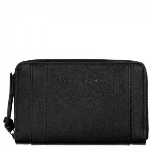 Black Longchamp 3D - Leather Women Wallets | 541803MET