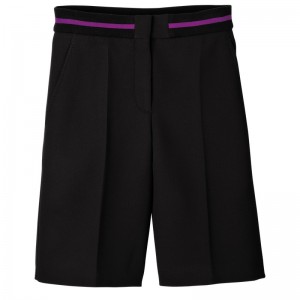 Black Longchamp Bermuda shorts - Double faced Women Trousers & shorts | 724961FRI