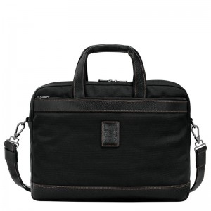 Black Longchamp Boxford L - Recycled canvas Men Briefcase | 569480WXN