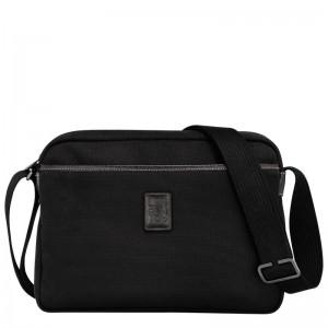 Black Longchamp Boxford M Camera bag - Recycled canvas Men Crossbody bags | 579460CXO