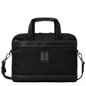 Black Longchamp Boxford S - Recycled canvas Men Briefcase | 860271MWB