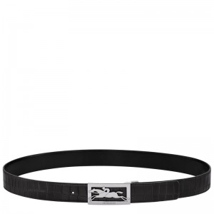 Black Longchamp Delta Box - Leather Men Belts | 390174FGZ