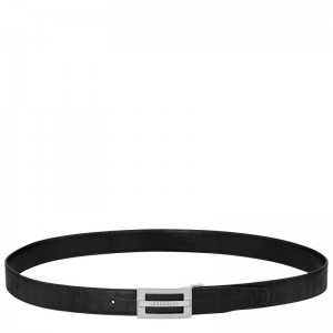 Black Longchamp Delta Box - Leather Men Belts | 960871FLE