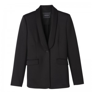 Black Longchamp Fitted jacket - Jersey Women Coats & Jackets | 592671FHU