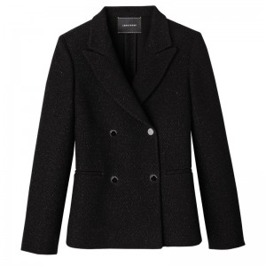 Black Longchamp Jacket - Bouclé Women Coats & Jackets | 621789FEL