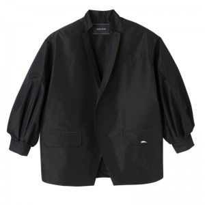 Black Longchamp Kimono jacket - Technical taffeta Women Coats & Jackets | 594206PSJ