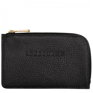 Black Longchamp Le Foulonné Card holder - Leather Men Cardholders & Coin purses | 918637AWI