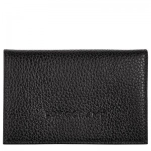 Black Longchamp Le Foulonné Card holder - Leather Men Cardholders & Coin purses | 804256QRI