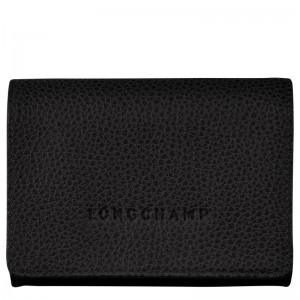 Black Longchamp Le Foulonné Coin purse - Leather Women Cardholders & Coin purses | 486923UWH