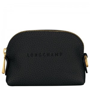 Black Longchamp Le Foulonné Coin purse - Leather Women Cardholders & Coin purses | 501768NXB