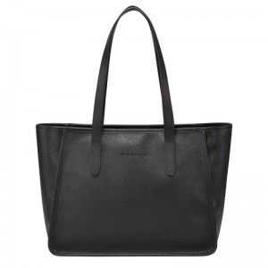 Black Longchamp Le Foulonné L - Leather Women Shoulder bags | 134872RMQ