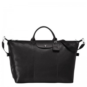 Black Longchamp Le Foulonné M - Leather Men Travel bags | 564920QKA