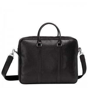 Black Longchamp Le Foulonné M - Leather Men Briefcase | 382504WNZ