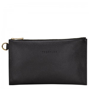 Black Longchamp Le Foulonné Pouch - Leather Women Pouches & Cases | 237960IAT