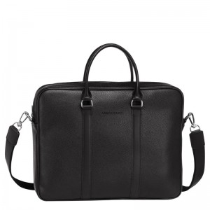 Black Longchamp Le Foulonné S - Leather Men Briefcase | 124790QFU