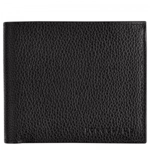 Black Longchamp Le Foulonné - Leather Women Wallets | 087629IEM