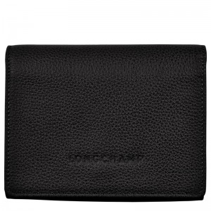 Black Longchamp Le Foulonné - Leather Women Wallets | 168745DVP