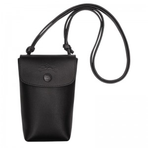 Black Longchamp Le Pliage Xtra Phone case with leather lace - Leather Women Pouches & Cases | 857916VKM