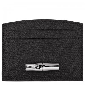 Black Longchamp Le Roseau Card holder - Leather Women Cardholders & Coin purses | 285631DOJ