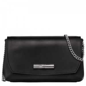 Black Longchamp Le Roseau Clutch - Leather Women Crossbody bags | 346750XKS