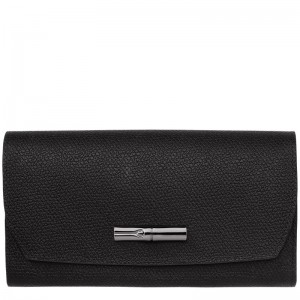 Black Longchamp Le Roseau Continental - Leather Women Wallets | 904267GIV