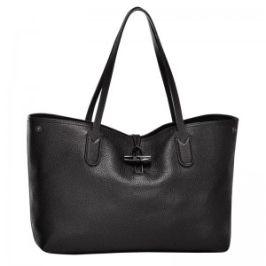 Black Longchamp Le Roseau Essential L - Leather Women Shoulder bags | 635081THR