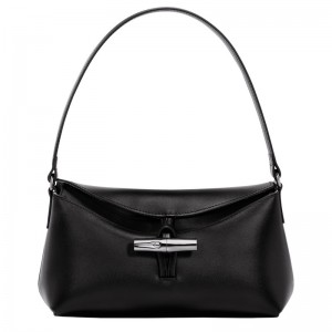 Black Longchamp Le Roseau S Hobo - Leather Women Shoulder bags | 145360GEZ