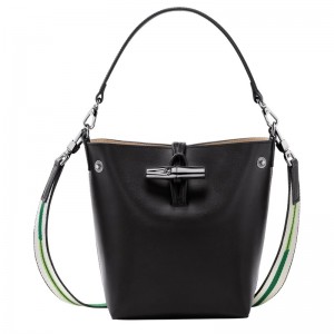 Black Longchamp Le Roseau XS Bucket bag - Leather Women Crossbody bags | 698532HGE