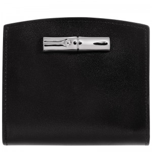 Black Longchamp Le Roseau - Leather Women Wallets | 962054SVP