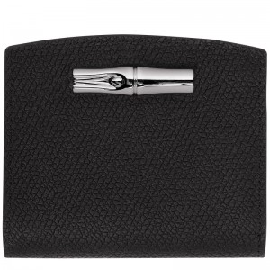 Black Longchamp Le Roseau - Leather Women Wallets | 015789LHG