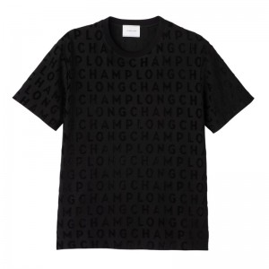 Black Longchamp Logo large t-shirt - Jersey Women Tops & Blouses | 765423YLX