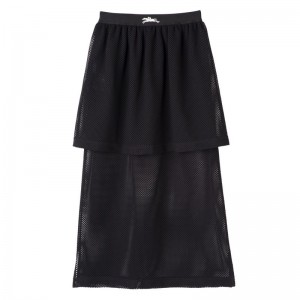 Black Longchamp Midi skirt - Mesh Women Dresses & Skirts | 516702BSD