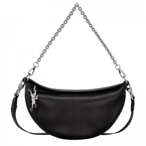 Black Longchamp Smile S Crossbody - Leather Women Shoulder bags | 604723ZVJ