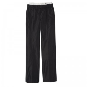 Black Longchamp Straight pants with patch - Technical taffeta Women Trousers & shorts | 921867NSH