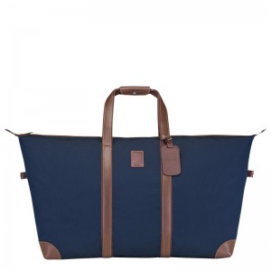 Blue Longchamp Boxford L - Recycled canvas Men Travel bags | 296350YOK