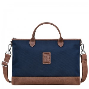 Blue Longchamp Boxford S - Recycled canvas Men Briefcase | 561849MYE