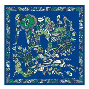 Bright Blue Longchamp Forêt Silk scarf 50 Women Silk Scarves | 364978BZN