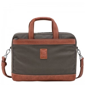 Brown Longchamp Boxford L - Recycled canvas Men Briefcase | 241079HTD