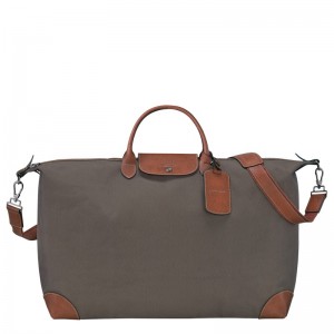 Brown Longchamp Boxford M - Recycled canvas Men Travel bags | 059132GNQ