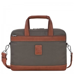 Brown Longchamp Boxford S - Recycled canvas Men Briefcase | 482760BZU