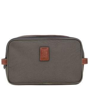 Brown Longchamp Boxford - Recycled canvas Women Toiletry bags | 423507RCL