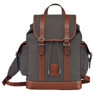 Brown Longchamp Boxford - Recycled canvas Men Backpacks | 690421FME